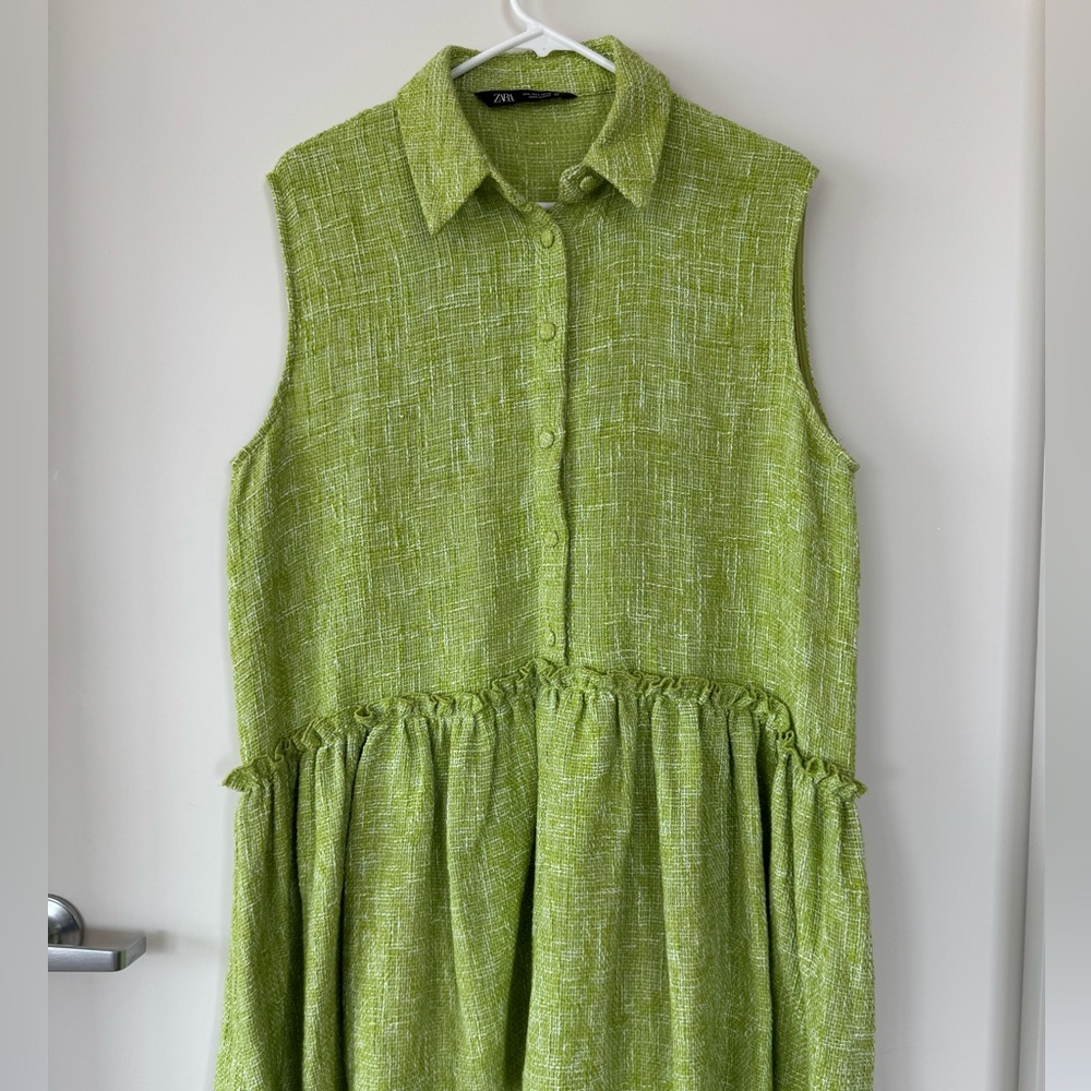 Zara textured mini dress with collar